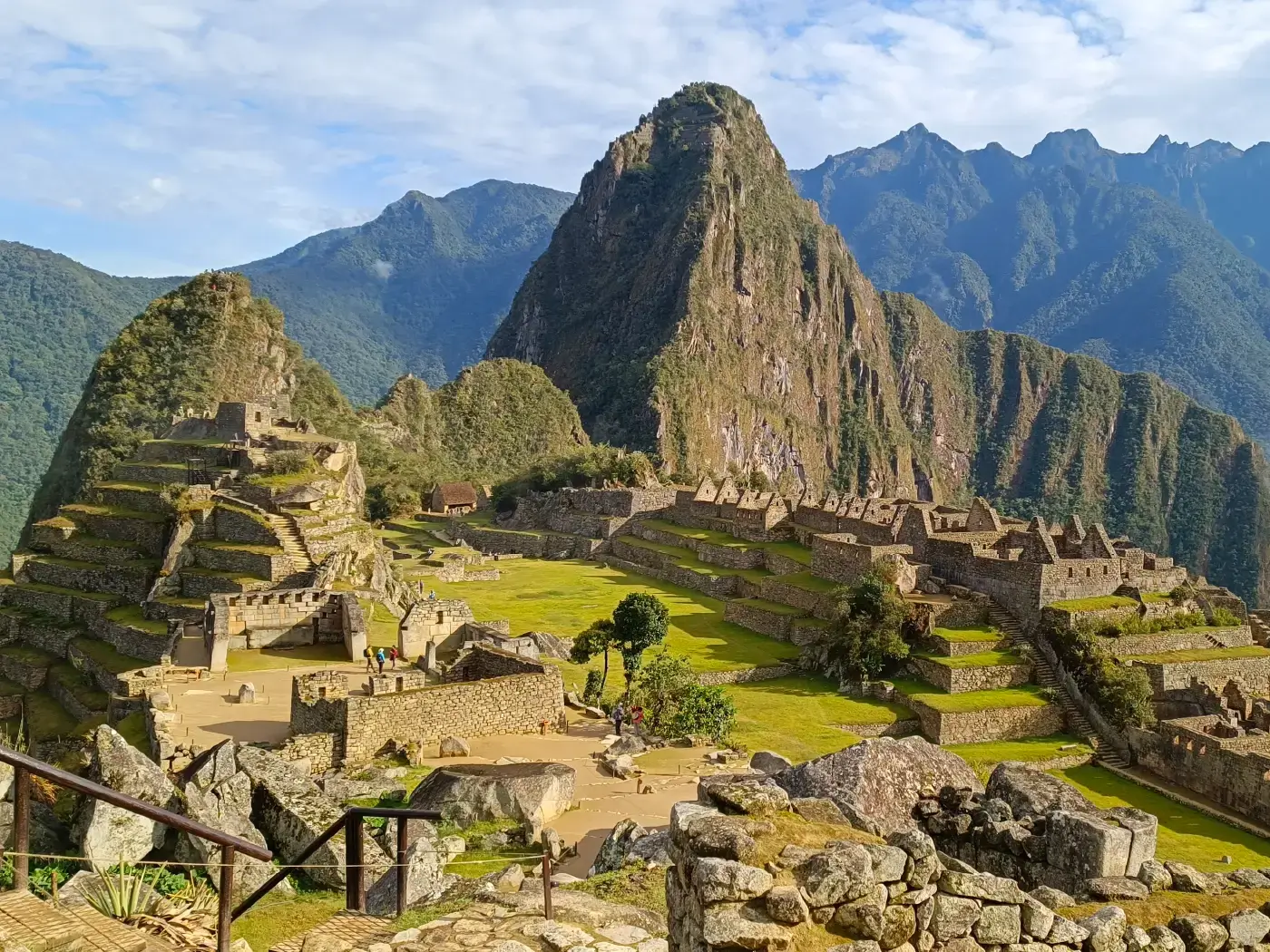 Machu Picchu: The Wonder of the World in Peru. Iconic view of the Machu Picchu Inca citadel with the Huayna Picchu mountain peak.